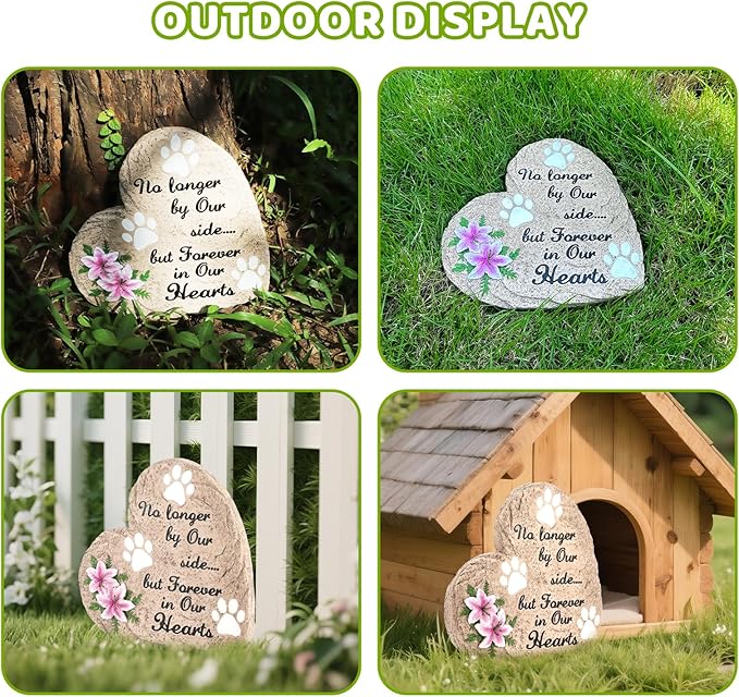Dog Memorial Gifts for Loss of Dog Sympathy Gift, Heart Shaped Pet Memorial Gifts for Dogs, Pet Dog Memorial Stone Dog Remembrance Bereavement Passing Away Gifts for Indoor, Outdoor, Garden (10 inch)