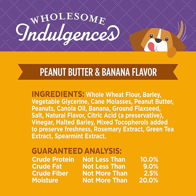 Wellness Old Mother Hubbard Wholesome Indulgences Soft-Baked Dog Biscuits, Natural Treats, Peanut Butter and Banana Flavor, 10 oz Bag