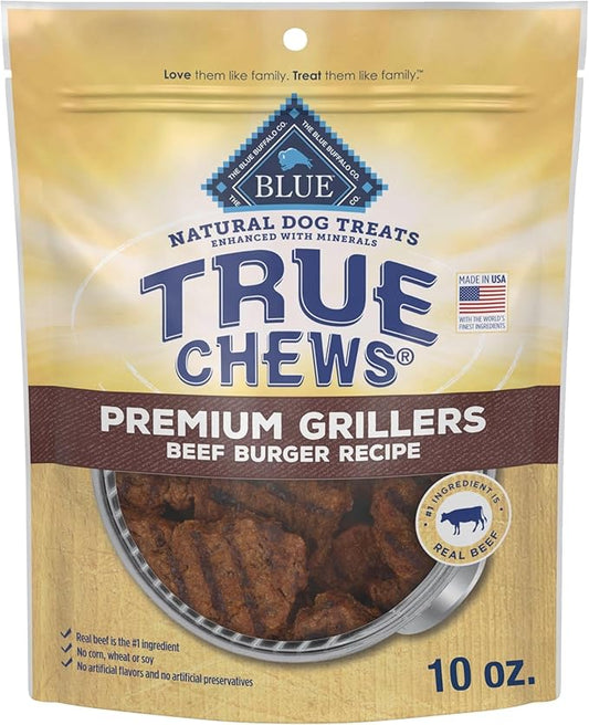 Blue Buffalo True Chews Dog Treats, Made in the USA with Natural Ingredients, Beef Burger Recipe, 10-oz Bag