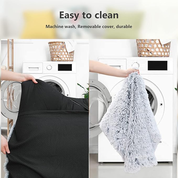 Vonabem XXXL Dog Bed Washable, Large Waterproof Pet Bed with Removable Cover, Jumbo Dog Crate Bed 54 inch, Soft Plush Pet Beds, Anti Anxiety Kennel Pad Grey