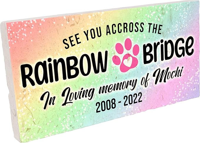 Personalized Pet Memorial Stone, 6x12 Custom Limestone Pet Grave Markers as Keepsake or Pet Remembrance, Thoughtful Pet Loss Gifts for Bereaved Pet Owners, Personalized Memorial Gifts (Mochi)