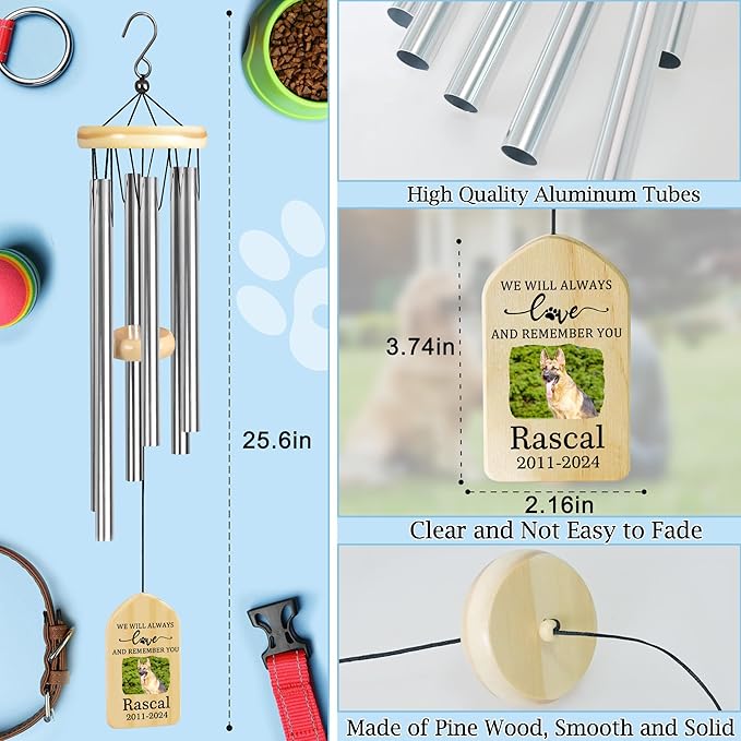 Pet Memorial Wind Chime, Pet Loss Gifts, Pet Memorial Gifts for Dogs, Dog Memorial Gifts for Loss of Dog, Loss of Dog Sympathy Gift, Dog Remembrance Gift, in Memory of Dog Cat - Love and Remember You
