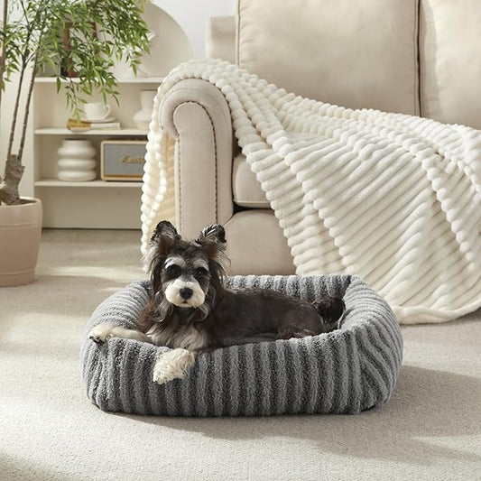 MIXJOY Dog Beds for Small Dogs Cats, Soft Cat Bed for Indoor Cats, Rectangle Pet Bed for Puppy Kitty, Washable Dog Bed with Removable Cover, Anti Slip Bottom, 20"x19"x6", Grey
