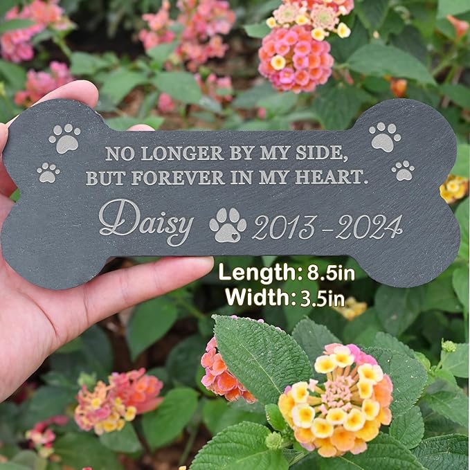Dog Memorial Gifts for Loss of Dog, Pet Memorial Stone, Pet Memorial Gifts for Dogs, Loss of Dog Sympathy Gift, Dog Bereavement Gifts, Pet Loss Gifts - Forever in My Heart Bone