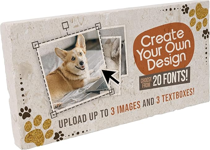 Personalized Pet Memorial Stones, 6x12 Create Your Own Pet Grave Markers as Keepsake or Pet Remembrance, Pet Loss Gifts for Bereaved Pet Owners, DIY Personalized Pet Memorial Limestone (Design 9)