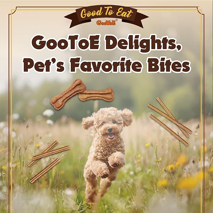 Gootoe Buffalo Dog Treats, Natural Low-Fat Chews for Training & Rewards, Limited Ingredient, Resealable Bag, Puppy Treats for Small Dogs & Puppies, Resealable Bag, Buffalo Bites Stick (Small), 1.5 lb
