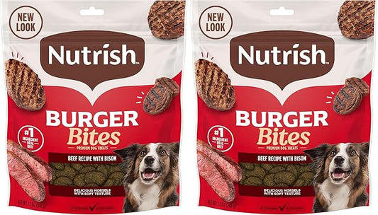Nutrish Burger Bites Beef Recipe with Bison Premium Dog Treats, 12 oz. Pouch (Rachael Ray) (Pack of 2)