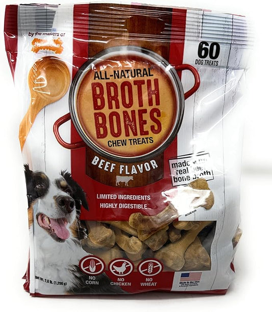 Nylabone Beef Broth Bones for Dogs, 60 Count, 2.6 Lbs