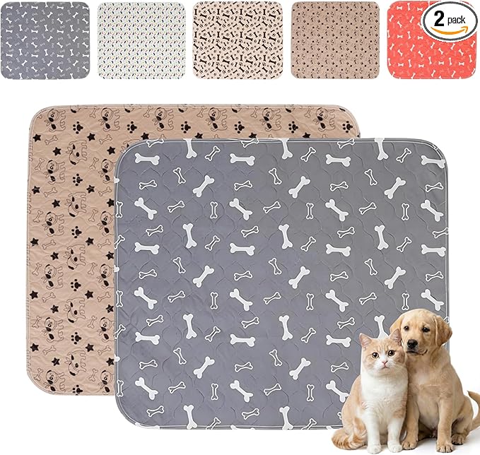 Puppy Pads with Pheromones,Forever Pad,Washable Pee Pads for Dogs,Reusable Pee Pads for Dogs,Waterproof and Leak-Proof,Non-Slip Base Training Pads Suitable for Home,Travel and Dog Crates(Gray+Brown,M)
