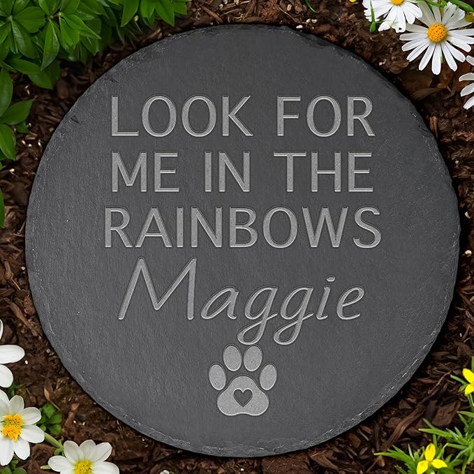 Pet Memorial Gift, Pet Memorial Stone, Sympathy Gift, Personalized Pet Memorial, Memorial Gift, Dog Memorial, Cat Memorial, Memorial Stone - Look for Me in The Rainbows