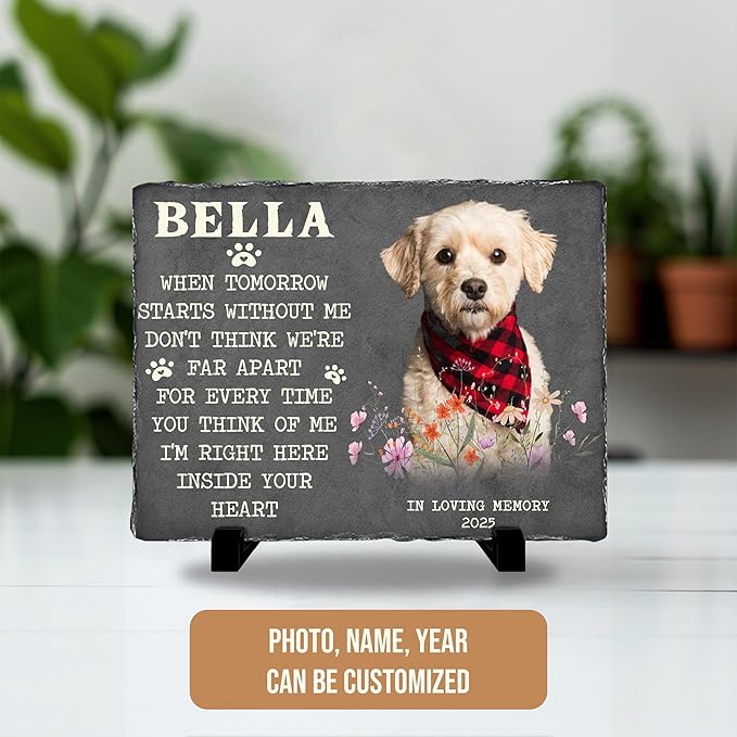 Custom Pet Memorial Stone for Loss of Dog | Personalized Remembrance Gift for Pet Lovers | Grave Marker with Photo & Quote | Dog Memorial Garden Keepsake