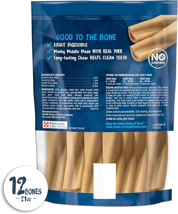 Purina Busy Busy Made in USA Facilities Small Breed Dog Bones,Mini - 12 ct. Pouch,(Pack of 2)