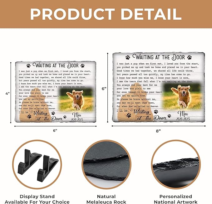 Dog Stones Memorial Personalized Pet Loss Gifts Dog Memorial | Best Thoughtful Gift for Pets Loss | Cat Memory Stone Outdoor with Photo | Pet Remembrance Stone for Furry Companion Passed Away