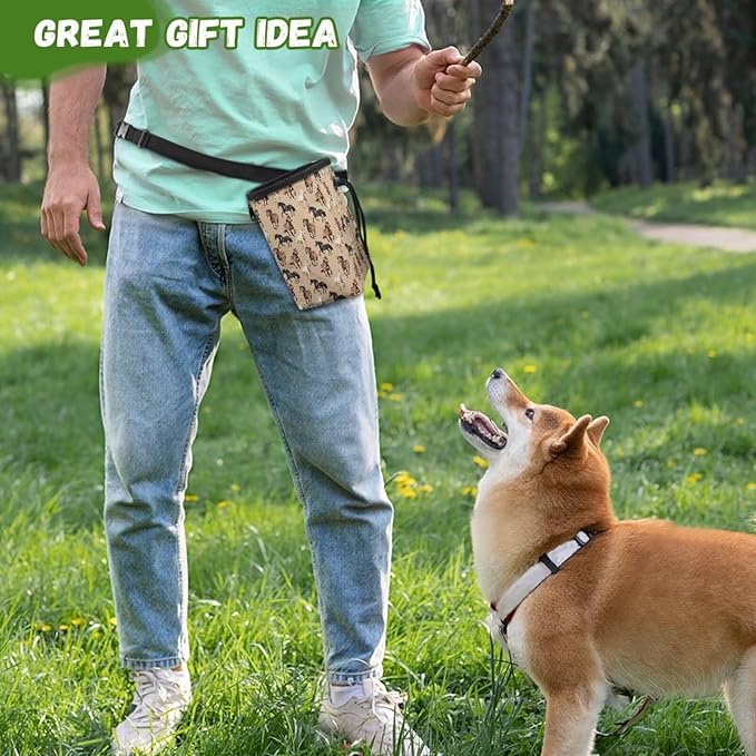 Horses Pattern Puppy Training Pouch Dog Training Treat Pouch Bag Versatile Pocket Sized Pet Feed Snack Reward Pocket for Pet Puppy Travel or Outdoor Use