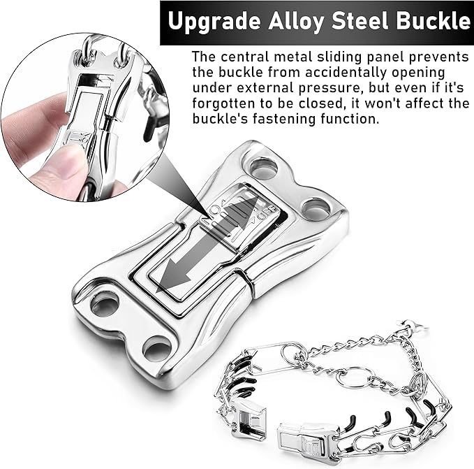 Dog Training Collar Adjustable Stainless Steel Collar with Quick Release Buckle for Neck Girth 14.5"-18.6" Dog