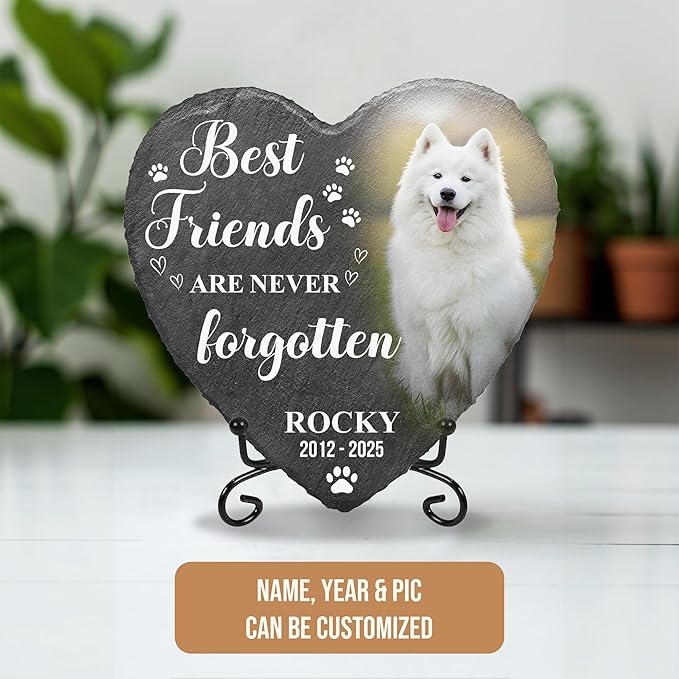 Custom Pet Memorial Stone for Dogs | Personalized Dog Loss Remembrance Plaque with Photo | Beloved Furry Friend Memorial Gift | Thoughtful Pet Loss Condolence Stone Personalized