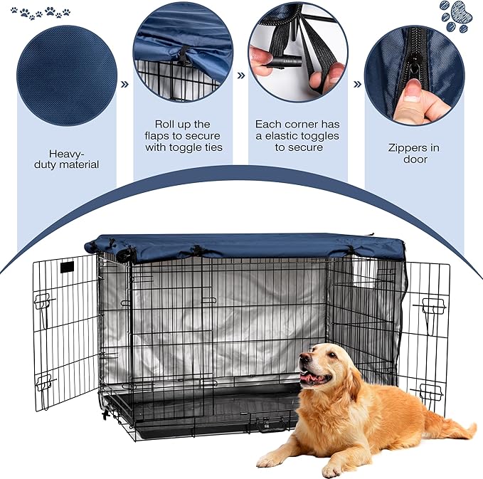 kefit Dog Crate Cover 36 inch, Kennel Cover for Dog Cage, Navy Blue