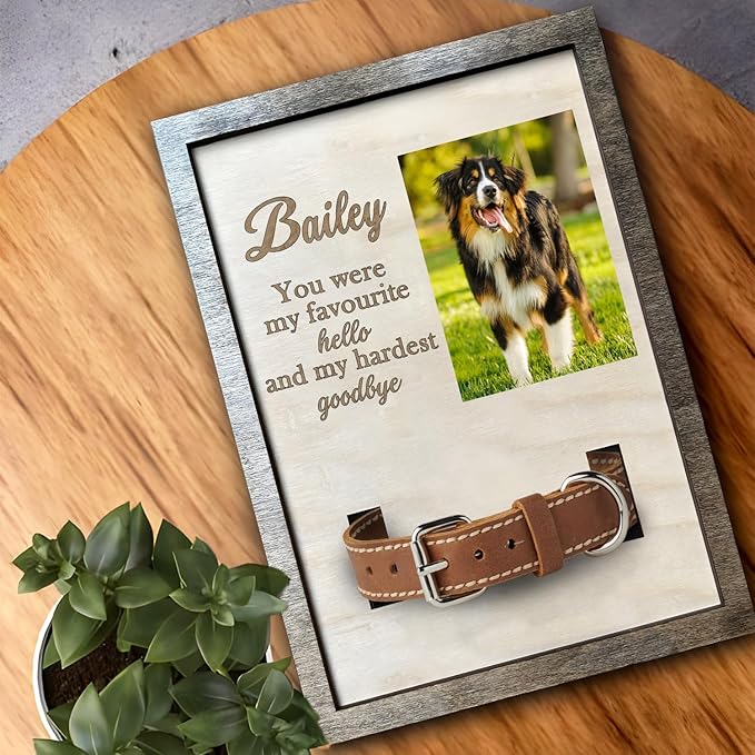 V-DECORPARKS Dog Memorial Picture Frame, Memorial Pet Collar Frame, Dog Memorial Gifts For Loss Of Dog, Pet Memorial Gifts, Dog Collar Frame, Custom Image Pet Memorial Frame, Style_02