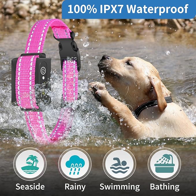 PetJoy Shock Collar for Large Dog, Bark Collar with Remote, Bark and Training Collar 2 in 1, Bark Collar with Shock (Level 1-100), Vibration (Level 1-100) and Beep