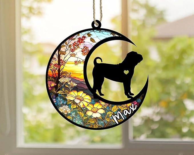 Personalized Dog Memorial, Custom Name Shar Pei Dog Christmas Ornament with Name, Custom Breeds, Pet Loss Light Catcher, Gifts for Lovers Loss of Pet Sympathy on Mothers Day Christmas