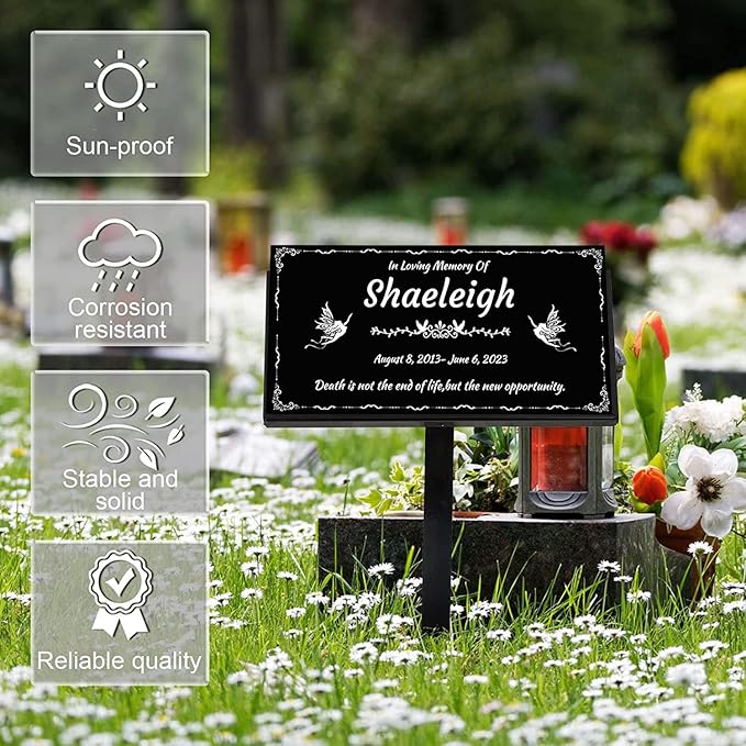 Personalized Pet Memorial Stones for Dog,Cat,Headstone,Cemetary Markers for Graves,Black Granite Memorial Plaque Outdoor,Custom Sympathy Gift for Lost Loved