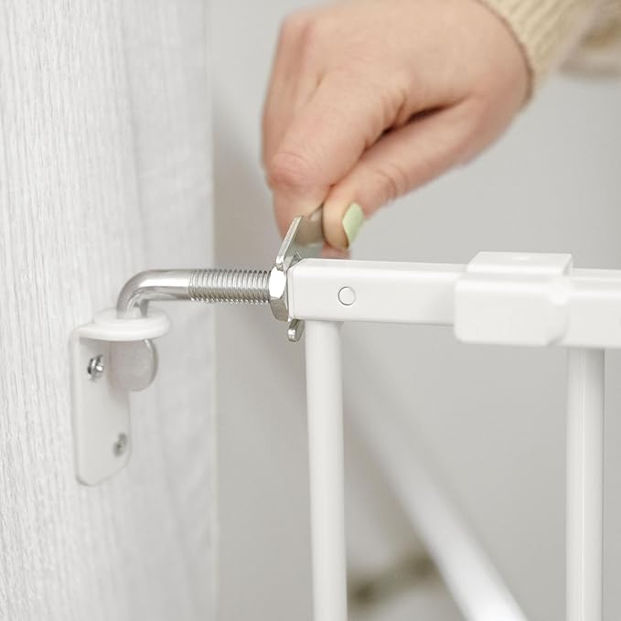 Ingenuity The Stairway 42W Series Safety Pet and Baby Gate, 28"-42" Wide, 28" Tall, for Stairway or Hallways - White Metal