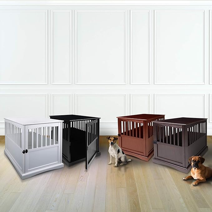 Casual Home Wooden Large Pet Crate, End Table, Walnut 24 x 36.5 x 29.5 in