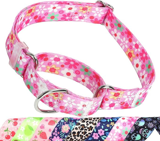 Martingale Collar for Dogs,Pink Flowers Martingale Collar,No-Slip Escape Proof Choke No Pull Cinch Soft Dog Collar for Small Medium Large Girl Female Dogs Collar S