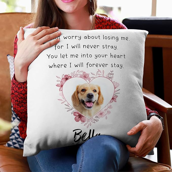 Hyturtle Personalized Pet Memorial Pillow with Insert - 12"x12" Double-Sided Printed Sympathy Gifts for Loss of Dog - Remembrance Bereavement Gifts - Custom Photo Pillow Home Decor