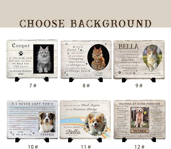 Personalized Pet Memorial Stone, Custom Dog Memorial Gifts for Loss of Dog with Photo Name Date, Dog Remembrance Gift, Loss of Dog Sympathy Gift for Dog Cat Lovers (Quote 17)
