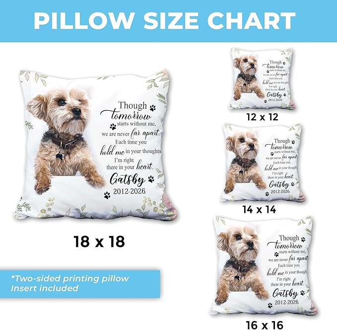 Hyturtle Personalized Pet Photo Memorial Pillow with Insert 12"x12" Double-Sided Printed Sympathy Gifts for Loss of Dog - Dog Remembrance Gifts - Custom Pet Memorial Gifts - Pillow Sofa Home Decor