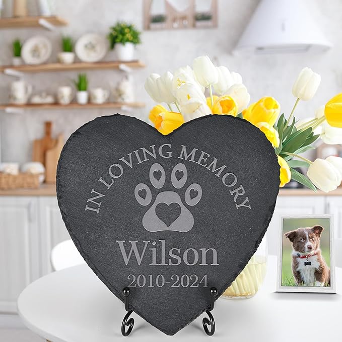 Pet Memorial Gifts, Pet Memorial Stone, Dog Memorial Gifts for Loss of Dog, Pet Remembrance Gift, In Memory of Dog Cat, Loss of Pet Sympathy Gift, Pet Loss Gifts - In Loving Memory(Heart-shaped)