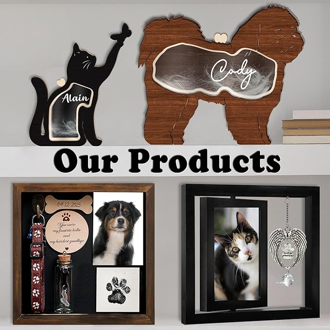 9" Shih Tzu Dog Hair Keepsake Box, Wooden Pet Urns for Dogs, DIY Pet Loss Sympathy Gifts, Unique Gift Dog Shape Standable Table Decor, Idea Gift for Pet Lover Storing Fur Teeth Ashes PSD16-24L