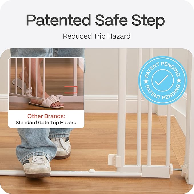 Perma Child Safety Safe Step Baby Gate for Stairs & Doorways, Rental Safe, Install Pressure in Minutes, Mounted Gate, Auto Close, Stay Open, Ultra-Low Bar (38.2–45.7" Wide x 30" Tall)