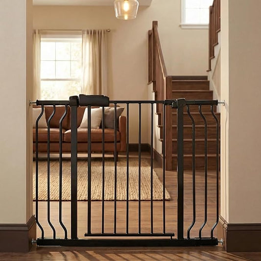 Walk Through Baby Gate 29-43.5 Inch Wide Large Baby Gate for Stairs Tension Pet Dog Gates Indoor for Doorways No Drilling Pressure Mounted Pet Gates for Kids
