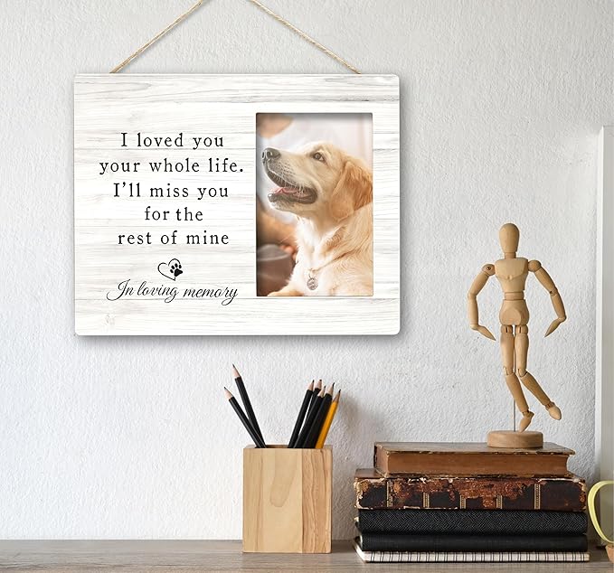 SRADMO Pet Memory Picture Frame - 108 inch Wooden Tabletop Photo Frame for Pet Owners, Memorial Gift for Loss of Dog or Cat