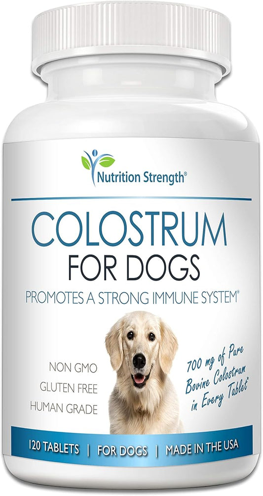 Pure Bovine Colostrum for Dogs - Allergy & Itch Relief - Leaky Gut & Digestive Support - Natural Immune Defense - Seasonal Allergy Support - 120 Chewable Tablets