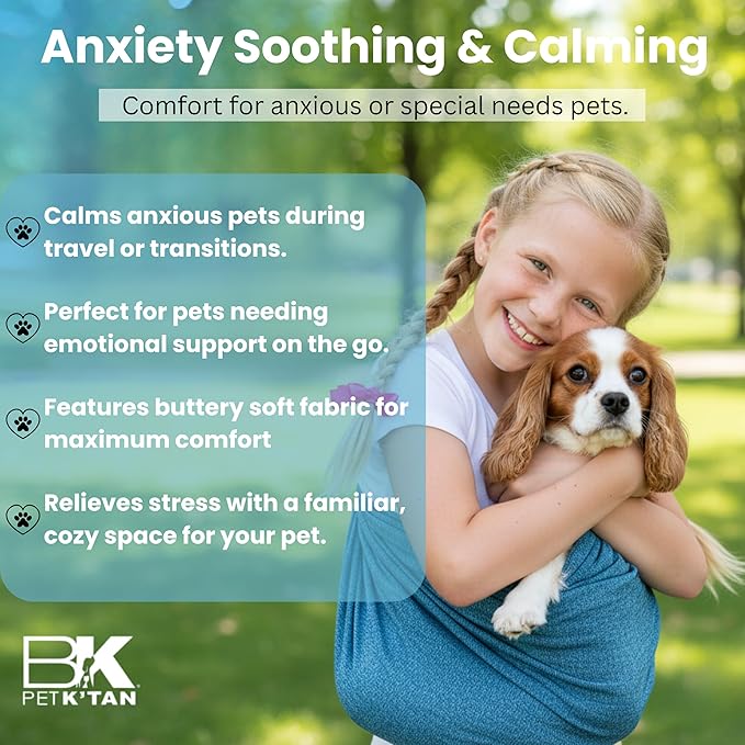 Pet K’tan Anti Anxiety Wearable Cat & Dog Carrier – Hands-Free Front Facing Adjustable Pet Cuddler Sling for Small to Medium Pets & Puppies up to 20 lbs | Pawquamarine | Small