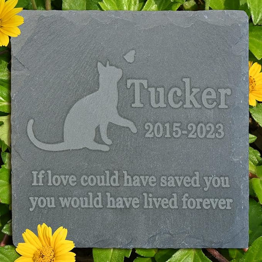 Pet Memorial Stone Gift - Garden Memorial Gravestone - Cat Grave Marker - Sympathy Headstone - Personalized Cat Loss Sympathy Gift - Memorial Gifts - Bereavement Gift for Loss of Pet