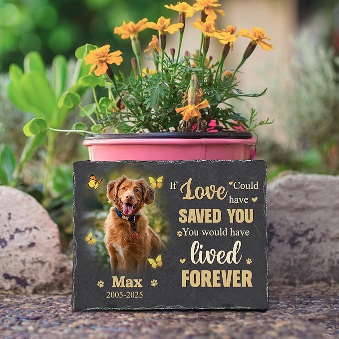 Personalized Pet Memorial Stone | Custom Photo Memory Plaque for Dogs | Pet Remembrance Gift for Loss of Dog | Memorial Stone for Garden or Home Decor