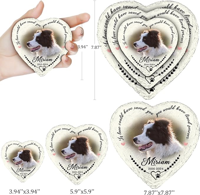 Dog Memorial Gifts for Loss of Dog, Personalized Dog Memorial Stone Plaque with Photo Name, Custom Dog Pet Grave Headstone, Loss of Dog Sympathy Gift for Dog Cat Lovers