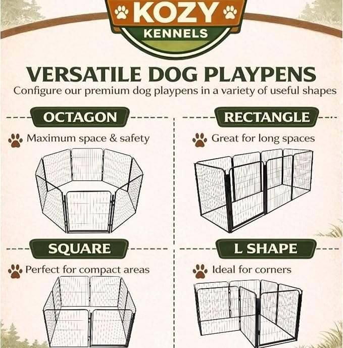 Dog Playpen w/Carrying Case for Indoor or Outdoor Use – 32 Inch, 16 Black Panels - Portable Metal Exercise Pen for Small & Medium Dogs - Pet Fence Kennel Crate for House, RV, or Travel