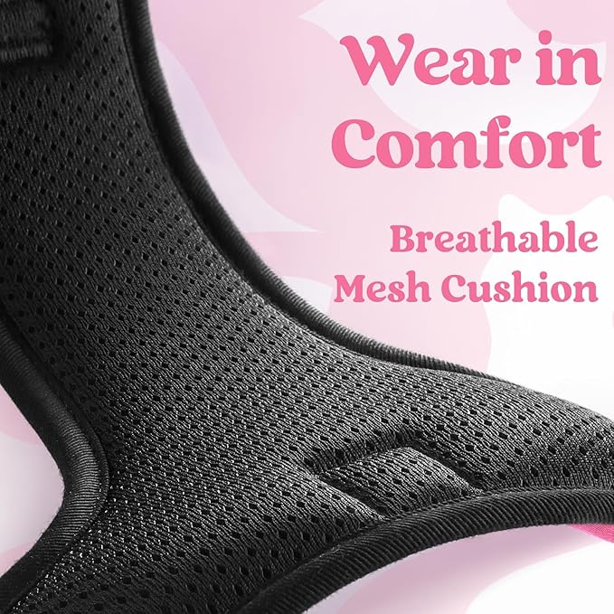 rabbitgoo Dog Harness Medium Sized, No Pull Pet Harness with 3 Buckles, Adjustable Soft Padded Vest with Control Handle, Walking Reflective Pet Vest for Medium Dogs, Rose Pink, M