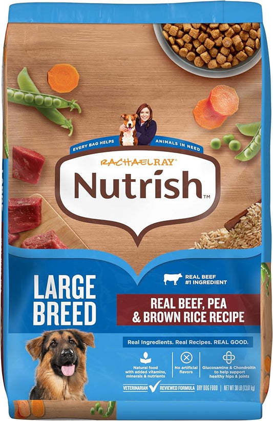 Nutrish Rachael Ray Dry Dog Food Large Breed Real Beef, Pea & Brown Rice Recipe, 30 lb. Bag