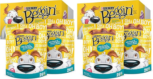 Purina Beggin' Strips with Real Meat Dog Treats,with Bacon and Peanut Butter Flavor - 26 oz. Pouches,(Pack of 4)