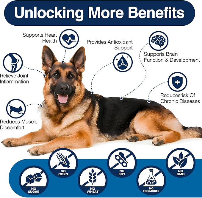 Omega 3 Skin and Coat Supplement for Dogs 200 Chews Dog Fish Oil Supplements with EPA & DHA Fatty Acids Dry Skin Relief for Dogs Shedding Allergy Itching Promotes Heart Hip Joint(Peanut Butter)