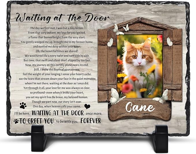 Ship Next Day, Customized Pet Memorial Stones for Dogs Cats Memorial Gifts for Loss of Dog Death Sympathy Gift with Photo Picture Name Date Personalized Pet Frame