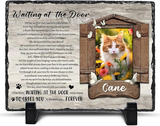 Ship Next Day, Customized Pet Memorial Stones for Dogs Cats Memorial Gifts for Loss of Dog Death Sympathy Gift with Photo Picture Name Date Personalized Pet Frame