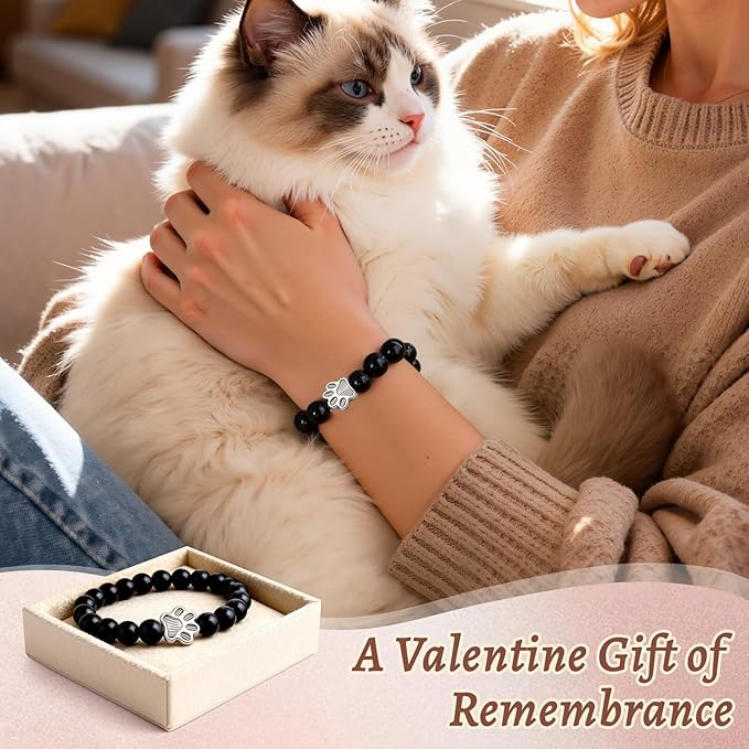Dog Memorial Bracelet – Adjustable Pet Keepsake with Paw & Heart Charm, Sympathy & Remembrance Gift for Dog Loss, Cat & Pet Bereavement, Glossy