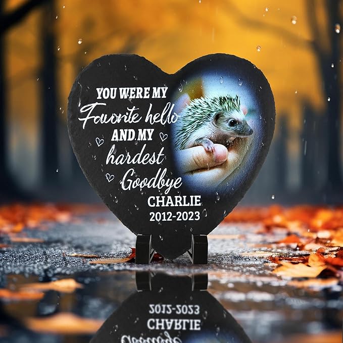 ODB Gifts for Loss of Hedgehog, Hedgehog Memorial Stone, Hedgehog Memorial Gifts, Hedgehog Loss Gifts, Hedgehog Head Stones, Hedgehog Grave Marker, Gifts for Hedgehog Lovers (Hedgehog)